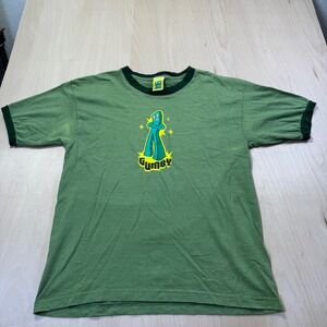 Vintage Gumby Ringer 2004 T Shirt Green Graphic Print Short Sleeve Men Size‎ M